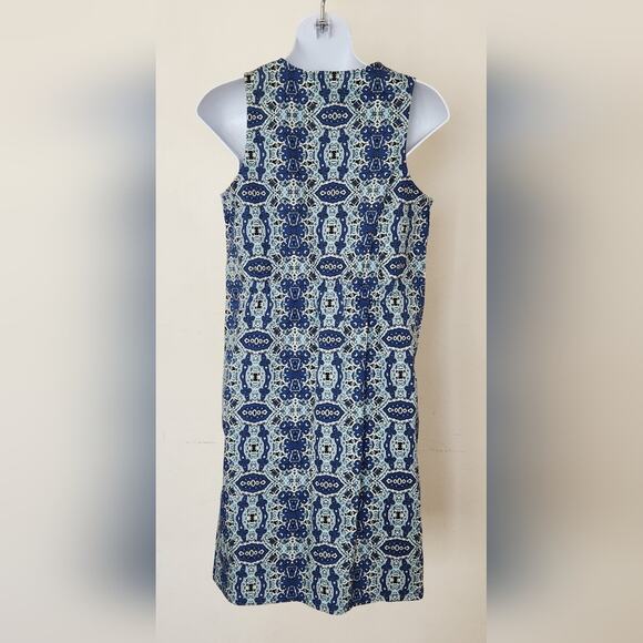 JOE FRESH Blue Geometric Print Sleeveless Shift Summer Mini Dress Size XS - Picture 4 of 10
